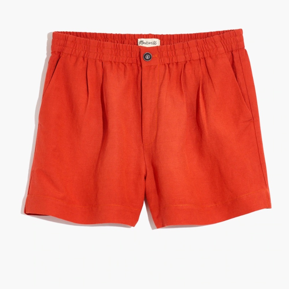Madewell Linen Blend Track Shorts Women's Shorts Rusted Clay Size XXS